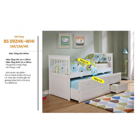 B092 - Espresso: Giường Kéo 2 Tầng - Trên 1m / Dưới 1m